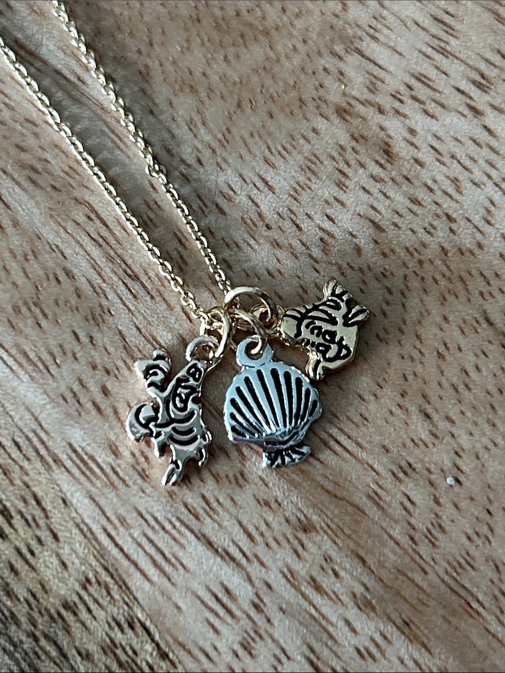 Disney Gold Tone Little Mermaid  Shell Pendant Necklace